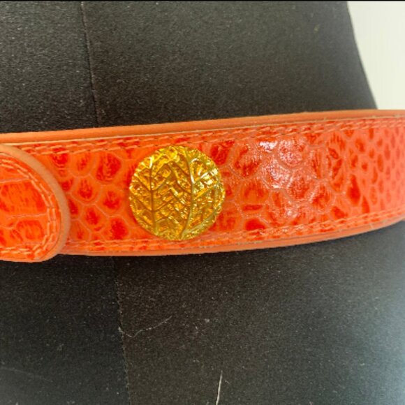 Vintage Escada Coral Snakeskin Leather Belt 38\